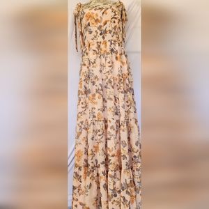 Pink floral tigh- strap dress